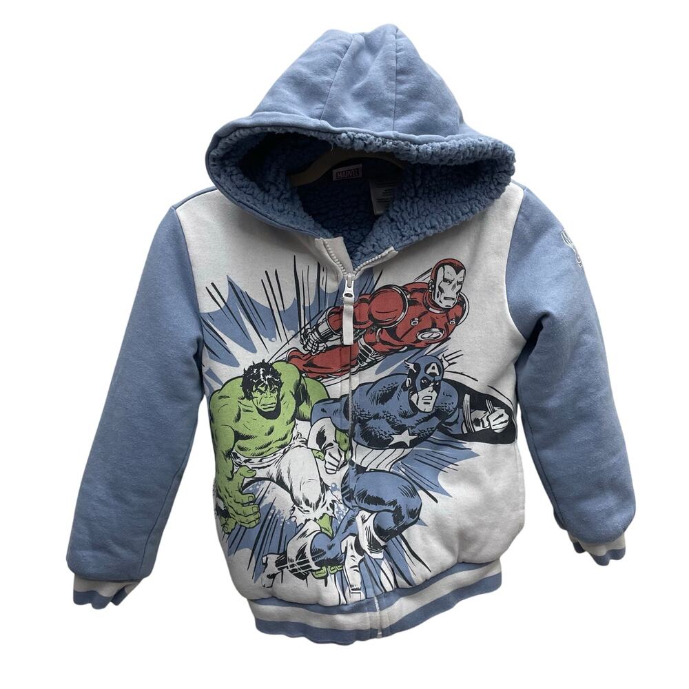 Marvel Avengers Superhero Hulk, Captain America and Iron Man Hoodie Boys Size 7 - Picture 2 of 10